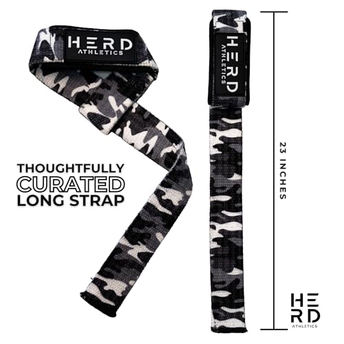 Lifting Wrist Straps – 23" Length x 1.5" Width – Padded Neoprene Cotton Straps for Weightlifting, Powerlifting, Functional Training, Strength Training & Deadlifts – Heavy Duty Grip Support - color: Grey Camo