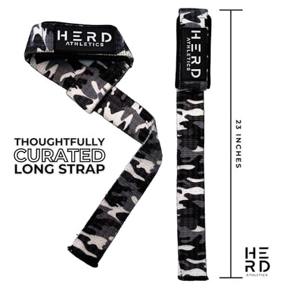 Lifting Wrist Straps – 23" Length x 1.5" Width – Padded Neoprene Cotton Straps for Weightlifting, Powerlifting, Functional Training, Strength Training & Deadlifts – Heavy Duty Grip Support - color: Grey Camo