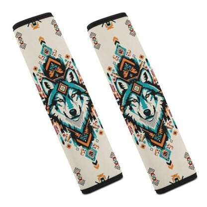 Universal Fit Aztec Navajo Wolf Seat Belt Shoulder Pad for Adult Use, Most Cars, 1 Pair Harness Pads Strap Anti-Slip Pad - color: Pattern 782