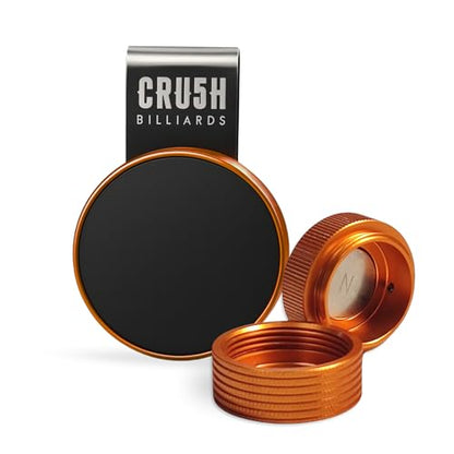 Magnetic Chalk Holder with Lid & Belt Clip – Round Billiard Pool Cue Chalk Holder with Strong Magnet, Portable Snooker Chalk Case for Players - color: Orange