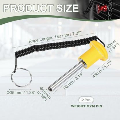 Gym Pin Weight Stack Pin Strength Training Lifting Equipment Replacement with Pull Rope Fitting for Home Gym - color: Yellow, size: 0.4 x 3.1 Inch