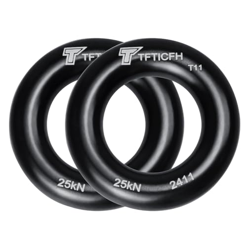 25kN Rappel Ring, Aluminum Climbing O-Ring, High Strength Durable Tension Ring for Rock Climbing Arborist Hammock Rescue Slackline Rigging Tree Climbing Rappelling - color: black/2pc, size: Small