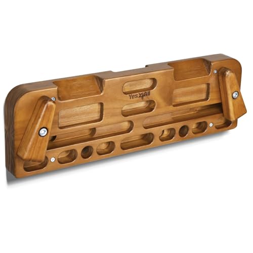 Yes4All Wooden Hang Board/Climbing Board for Doorway - Hand Strengthener Equipment for Training Finger, Grip and Pull Up - color: B. Natural - Upgraded