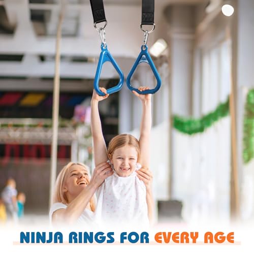 LadyRosian Trapeze Bar Swing Monkey Bars Hanging Ninja Rings Warrior Slackline Obstacle Course Kits for Kid Playground Equipment Accessories (Blue) - color: Blue