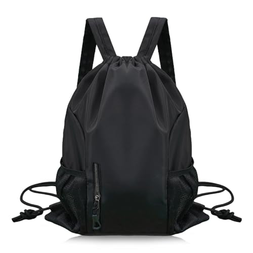 String Backpack, Unisex, Drawstring Backpack Lightweight and Waterproof, Suitable for Sports Travel Fitness Outdoor (black) - color: Black