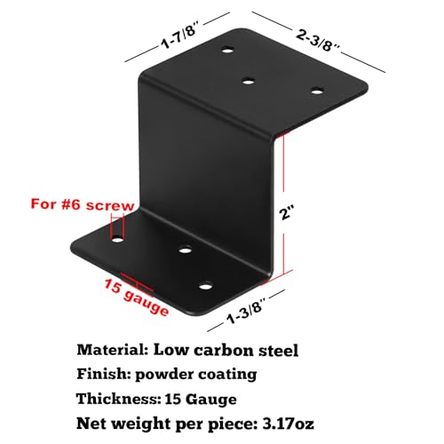 10 Pcs Black Z Brackets,2" High Double Angle Z Clip for Wood Shelves Fixing