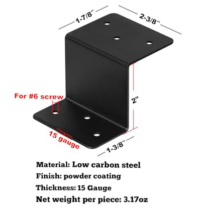10 Pcs Black Z Brackets,2" High Double Angle Z Clip for Wood Shelves Fixing