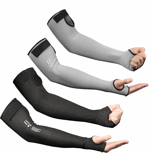 Ultra-Comfort Cut Resistant Sleeves for Thin Skin and Bruising, Cooling Protective Arm Sleeves for Gardening, Farming, Yard - color: Black & Grey, size: 2 Pairs