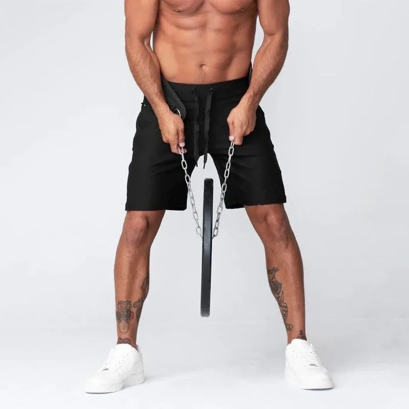 Neoprene Dip Belt with Steel Chain, Padded Waist Strap for Pull-Up Dip Strength Training, Gym Bodybuilding Weight Loading Accessory