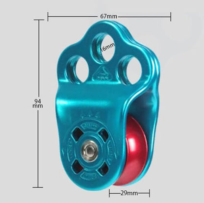 Climbing Pulley, 30KN Three Holes Ball Bearing Single Pulley for 14mm Rope Hauling, Rescue, Zipline Sports Etc