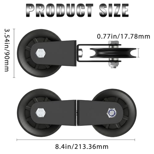 Swivel Dual Pulleys 360°Rotation Roller Reinforced double pulley Wheel for Home DIY Gym Pulley System Cable Machines fly machines Silent Bearing Swivel Groove Wheel Pull Down Attachment Weight Lifting - color: Black