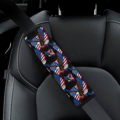 2 Pack Universal Soft and Comfortable Seat Belt Cover for Kids, Car Seats Pushchair Strollers High Chair Pushchair, Independence Day American Flag Eagle Seat Belt Cushion - color: Pattern 628
