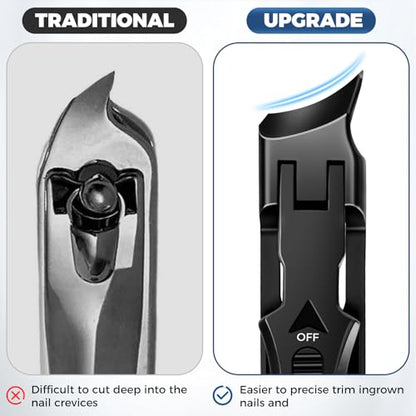 Toenail Clippers for Thick Toenails and Ingrown Nails | Heavy Duty Nail Clippers for Men with Wide Jaw Opening, Anti-Splash Slanted Curved Ingrown Toenail Clippers Nail Cutters - color: Black Slanted Nail Clippers