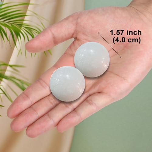 Natural Marble Baoding Chinese Meditation Balls, Stress Relief Hand Exercise Therapy Set, White Medium-1.57" - color: White, size: Medium-1.57"