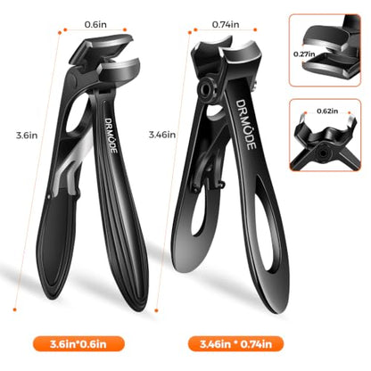 Toenail Clippers for Thick Toenails for Seniors, Angled Head Long Handled Toe Nail Clippers for Men with Wide Jaw Opening, Heavy Duty Large Finger Nail Clippers Adult Cutter with Catcher, Black - style: Black Wide Opening & Angled Head