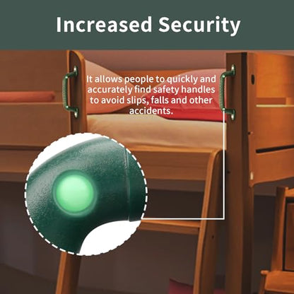 4 Luminous Safety Playground Handles, Swing Set Kids Safety Hand Grips for Playset, Climbing Frame, Play House, Playroom Ladder, Door, Bunk Bed (Green) - color: Green