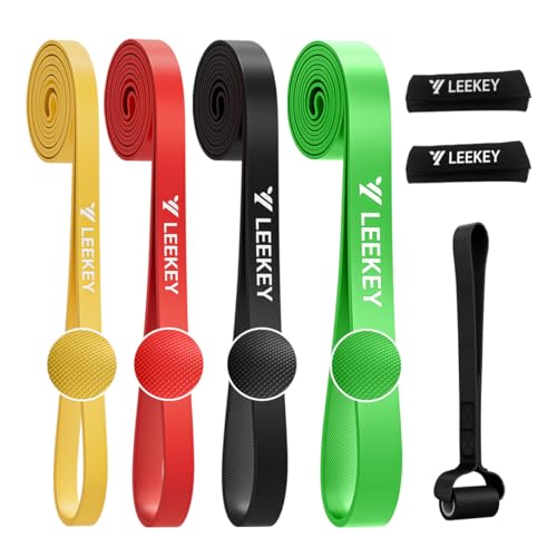 LEEKEY Pull Up Assistance Bands,Muit Levels Resistance Bands for Senior/Adults,Exercise Bands with Door Anchor, Strength Bands for Fitness Training, Physical Therapy,Home Gym Workouts - color: 5-85LBS COLOR+Grip