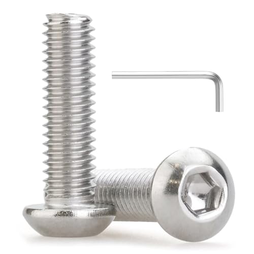 M3 x 10mm 80 Pcs Button Head Socket Cap Screws, 304 Stainless Steel (18-8), Fully Threaded, Bright Finish, Allen Hex Drive, Includes Hex Wrench, for Furniture, DIY, 3D Printing - size: M3 x 10mm-80 PCS