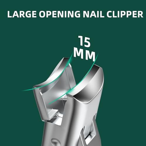 German Nail Clippers for Men Thick Nails, VANWIN Toenail Clippers for Seniors Large Wide Jaw Opening, Heavy Duty No Splash Fingernail Clipper with Safety Lock Nail Clippers with Catcher for Women - style: Silver