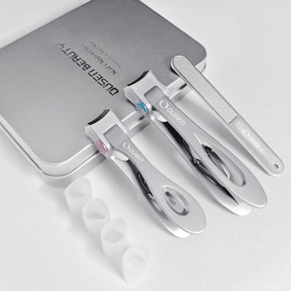 Nail Clippers with Catcher - Anti Splash Wide Jaw Opening Thick Toenail Clippers for Seniors | Self-Collecting Fingernail Cutter Heavy Duty Toe Nail Clippers for Men&Women | Silver | L&S - color: Silver (L + S)