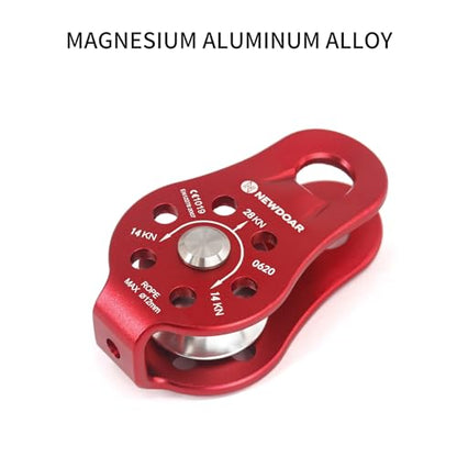 Fixed Plate Micro Pulley,28KN CE Certified General Purpose Small Aluminum Rope Pulleys for Climbing/Aloft Work/Rappelling/Rescue Etc - color: Pack of 2(28KN Pulley Red)