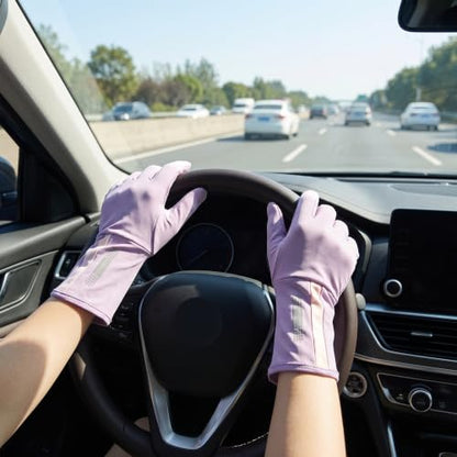 Fingerless Sun Protection Gloves for Women, Driving Gloves, Touchscreen Anti-Slip - color: Beige