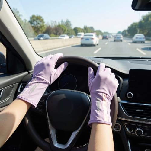 Protection Gloves for Women, Sun Protection Fingerless Touchscreen Driving Riding Gloves - color: Beige