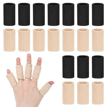 20 PCS Compression Finger Sleeves, Elastic Finger Sleeves for Arthritis, Sport Fingers Sleeve Protectors for Basketball Golf (Black+Nude)