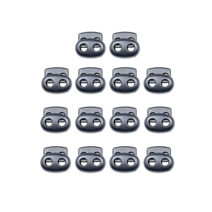 Toggles for Drawstrings,Double and Single Hole Spring Cord Locks Toggles Cord Plastic Ends Stopper for Paracord Rope - style: B2: Dual Hole-6mm-14pcs