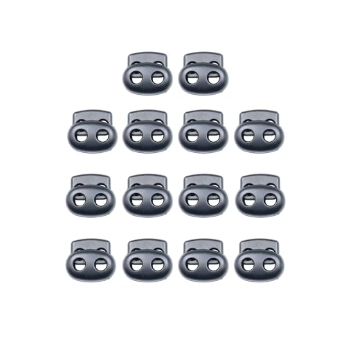 Toggles for Drawstrings,Double and Single Hole Spring Cord Locks Toggles Cord Plastic Ends Stopper for Paracord Rope - style: B2: Dual Hole-6mm-14pcs
