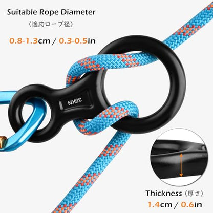 TRIWONDER Rescue Figure 8 Descender, 35kN 50kN Aluminum Rappelling Belay Gear Climbing Rigging Plate Downhill Equipment Heavy Duty - color: 35kN Silver