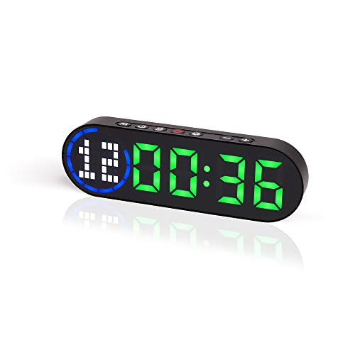 LUCORB Portable Gym Timer for Home Gym Interval Timer for Workout with Time Progress Bar/Rounds, Workout Clock for Boxing HIIT Tabata Emom Fitness Rechargeable Battery Powered… - color: Black+green
