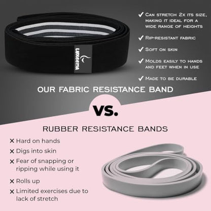 Premium 76" Extra Long Resistance Band for Working Out, 3" Wide Non-Slip Fabric Exercise Band for Stretching, Yoga, Strength Training & Physical Therapy - color: Black
