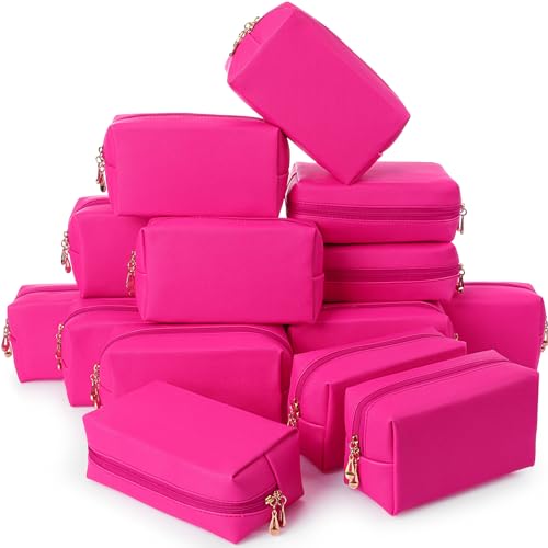 Kigeli Aesthetic Makeup Bags PU Leather Cosmetic Pouches Waterproof Plain Toiletry Bags Makeup Pouches Bulk for Women Party Gift Travel Storage Organizer(Rose Red,7.1 x 2.8 x 4.3 in) - color: Rose Red, size: 7.1 x 2.8 x 4.3 in