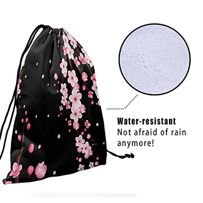 Gymnastics Grip Bag for Gymnasts Gymnastic Drawstring Bag Gym Athlete Bag - color: Black Pink Cherry Blossom, size: 9.25" x 12" (Pack of 1)