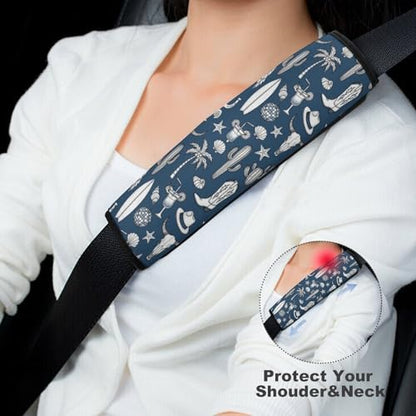 Universal Soft and Comfortable Cowboy Hat Boots Horseshoe Seashell Coastal Cowgirl Seat Belt Shoulder Pad for Kids, Most Cars, 1 Pair Seat Belt Covers Cushion Anti-Slip Pad - color: Pattern 1027