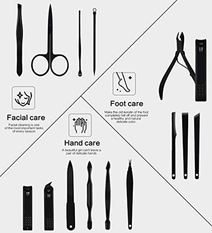 Nail Clippers Sets High Precisio Stainless Steel Nail Cutter Pedicure Kit Nail File Sharp Nail Scissors and Clipper Manicure Pedicure Kit Fingernails & Toenails with Portable Stylish case (Black) - color: Red