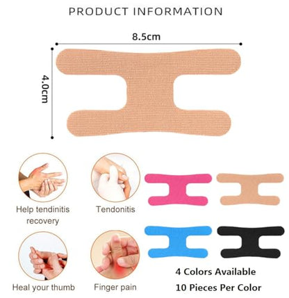 Kinesiology Tape for Fingers, 40 Pcs Elastic Cotton Precut Finger Tape for Fingers Pain Relief, Hypoallergenic & Breathabe, Latex-Free Finger Protectors, 4 Colors