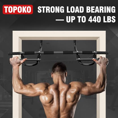 TOPOKO Pull Up Bar for Doorway, Heavy Duty Chin Up Station for Home Gym, Multi-Grip or Adjustable Door Frame Exercise Equipment for Upper Body Strength Training