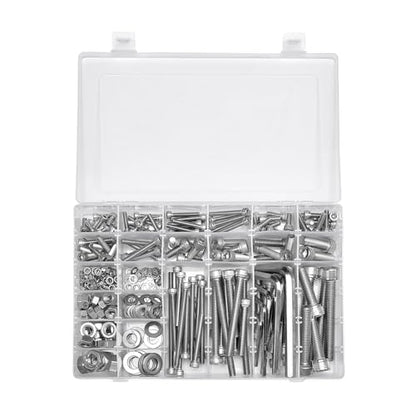 M5 M6 M8 M10 Metric Machine Bolt Assortment 304 Stainless Steel Cylindrical Head Screws and Bolt Hex Socket Head Cap Machine Screws Kit - color: X14-large-365 M5 M6 M8 M10 Socket Cap(silver)