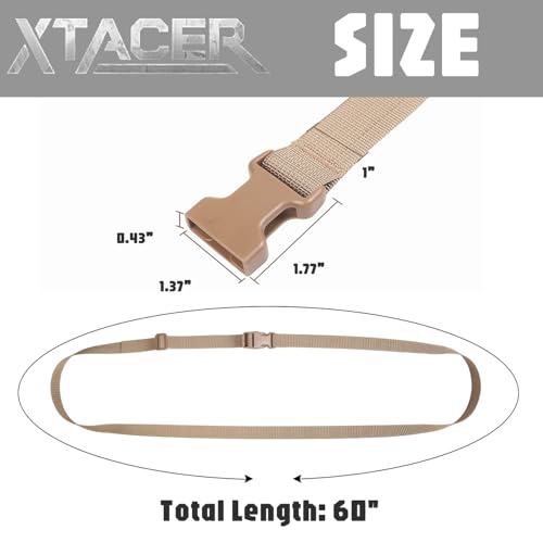 XTACER 1 Inch Molle Backpack Accessory Strap Luggage Straps Cover Strap Sleeping Bag Strap with Buckle (TAN, 60) - color: TAN, size: 60 Inches