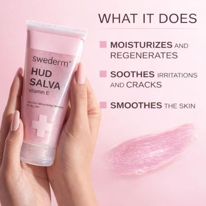 swederm Hudsalva Skin Moisturizer with Vitamin E, Shea Butter, 3,38 fl oz | dry skin remedy, glycerin, shea butter, allantoin, elbows, cracked heels, Scandinavian quality, travel essentials - size: 3.37 Fl Oz (Pack of 1)