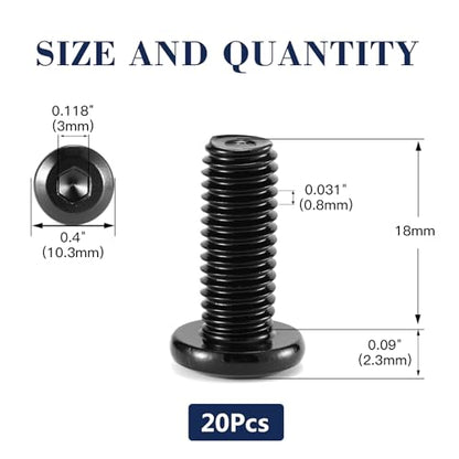 M5 x 18mm 20Pcs Flat Head Hex Socket Cap Screws Bolts, 304 Stainless Steel 18-8, Full Thread, Black Oxide by SG TZH (with Hex Spanner) - size: M5 x 18mm