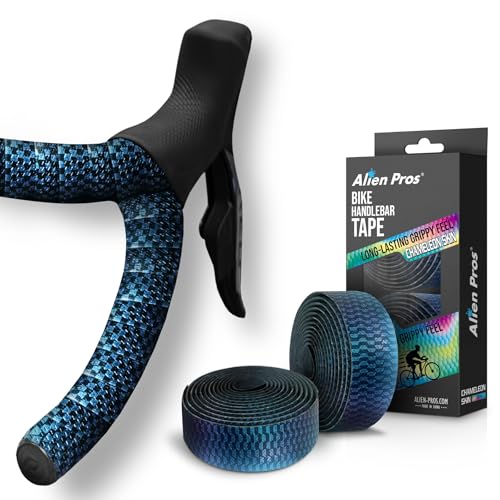 ALIEN PROS Chameleon Skin Bike Handlebar Tape (Set of 2) – Full Pattern Upgrade with Striking Color-Shifting Design and Premium Comfort Grip (Blue) - color: Blue