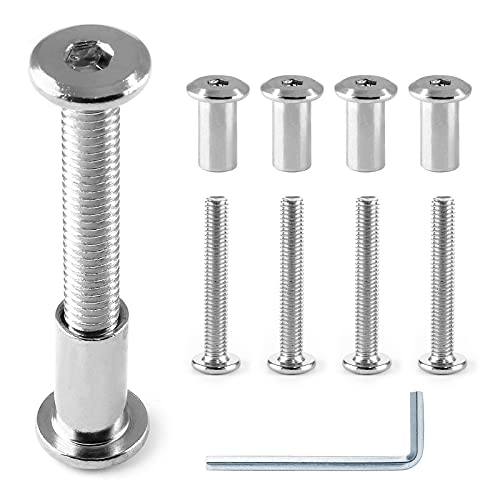 M6x40mm Hex Drive Socket Cap Bolt, Silver, 10 Pair (20 Piece) | Allen Wrench Included, Furniture Connector Bolts, Countersunk Screw Barrel Nuts, For Crib Replacement Belt Cabinet - color: Silver, size: M6x40mm