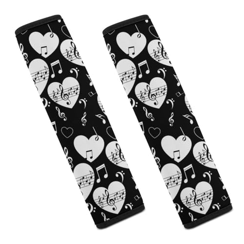 Soft Padded Car Seat Belt Pad for Elderly Support, Stroller Pushchair High Chair, 2 Pack Love Music Notes Black Shoulder Harness Cover Anti-Slip Pad - color: Pattern 1175