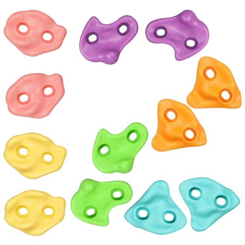TOPNEW 12PCS Climbing Holds for Kids, Rock Wall Climbing Kit with Hardware for Indoor and Outdoor Climbing Wall, Pastel Color - style: 12 PCS Pastel Color