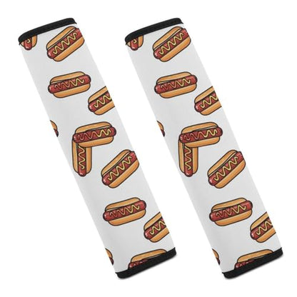 Breathable Seat Belt Shoulder Pad for Adults and Children, Stroller Pushchair High Chair, 2 Pack Hot Dog Food Neck Strap Covers Easy Install (No Tool) - color: Pattern 850