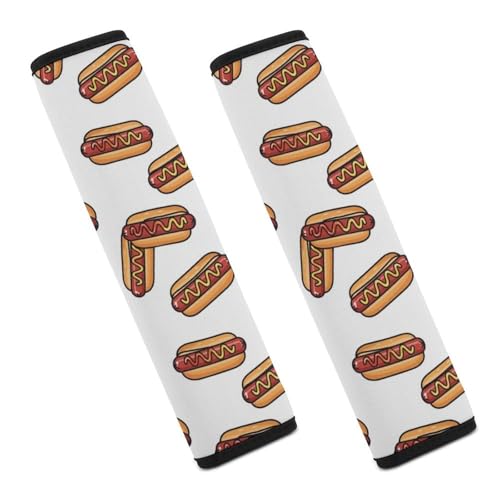Breathable Seat Belt Shoulder Pad for Adults and Children, Stroller Pushchair High Chair, 2 Pack Hot Dog Food Neck Strap Covers Easy Install (No Tool) - color: Pattern 850
