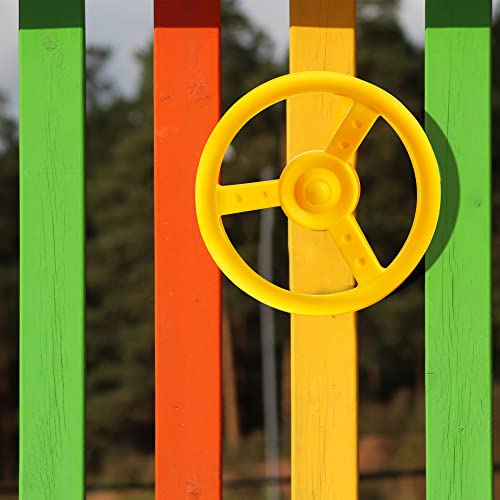 2 Pack Steering Wheel Playset Plastic Pirate Ships Wheel with Mounting Tools for Kids Playground Outdoor Gym (Purple, Yellow) - color: Purple, Yellow